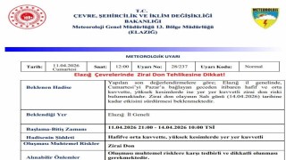 Meteorolojiden Elazığ için zirai don uyarısı