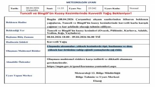 Meteorolojiden Tunceli ve Bingöl için kuvvetli yağış uyarısı