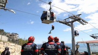 Orduda teleferik hattında kurtarma tatbikatı