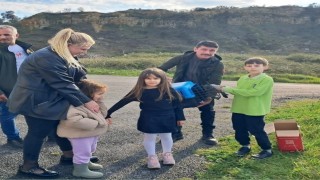 Sinopta minik öğrenciden yaralı güvercine şefkat eli
