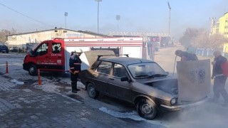 Tavşanlıda araç yangını korkuttu