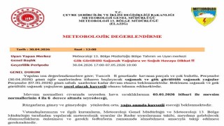 Tunceli için sağanak yağış uyarısı