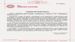 Ankara Valisi Canbolattan Kurban Bayramı mesajı