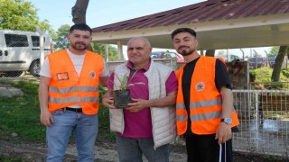 Atakum Belediyesinden kabir ziyareti yapan vatandaşlara çiçek fidesi