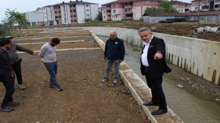 Başkan Koloğlu dere ıslah çalışmaları yerinde incelendi