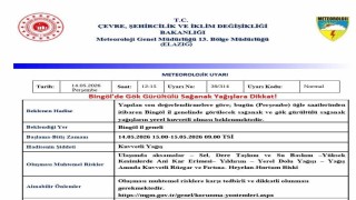 Bingöl için sağanak yağış uyarısı