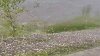 Erzurumda ceviz büyüklüğünde dolu yağdı
