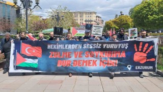 Erzurumda sağlıkçılar 132nci kez Gazze için yürüdü