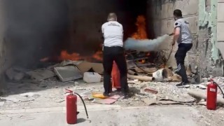 Hastane inşaatında ki yangını güvenlik görevlileri engelledi