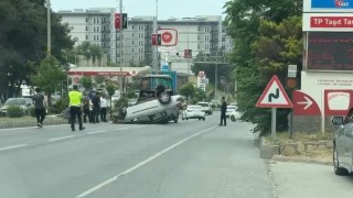 Hatayda refüje çarpan otomobil takla attı, sürücü yaralandı