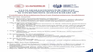 IMO Deniz Çevresini Koruma Komitesinin kararları açıklandı