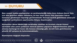 İzmir Çevre Yolunun ücretli hale getirileceği iddialarına yalanlama