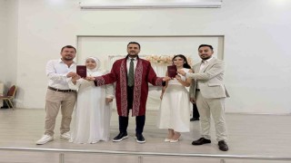 Kardeşlerin çifte mutluluğu:  Aynı gün evlenip, birbirlerine şahit oldular