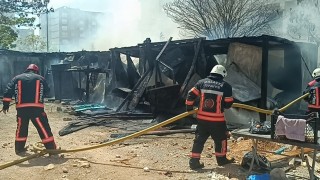 Malatyada şantiyede korkutan yangın