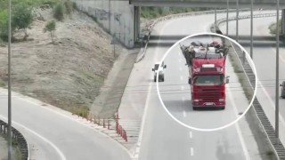 Otoyolda kuralları hiçe sayan sürücüler dron kamerasına yakalandı