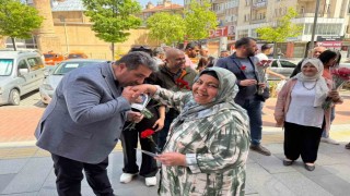 Sokaklardaki annelere karanfil dağıttılar