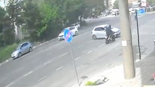 Tekirdağda 2 kişinin yaralandığı kaza kamerada