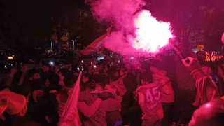 Tekirdağda sarı-kırmızılı şampiyonluk coşkusu gece yarılarına kadar sürdü