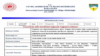 Tunceli için sağanak yağış uyarısı