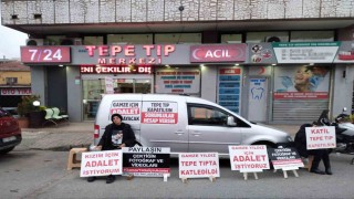 Ümraniyede takılan serum sonrası hayatını kaybeden genç kızın ailesinden tıp merkezi önünde eylem