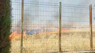 Anız yangını okula sıçramadan söndürüldü