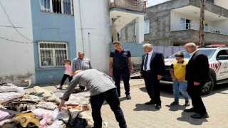 Başkan Hallaç, yangın mağduru aileyi yalnız bırakmadı