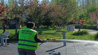 Bayburtta kene riskine karşı yeşil alanlar ilaçlandı