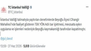 Beyoğlunda bir bar işletmesi kapatıldı