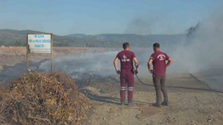 Burhaniyede Karınca Deresinde çıkan ot yangını 3 saatte söndürüldü