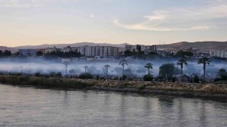 Cizrede mangal dumanı nehir üzerinde sis görünümü oluşturdu
