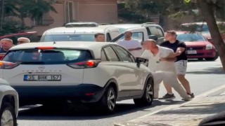 Çorluda yol verme kavgası kamerada