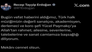 Cumhurbaşkanı Erdoğandan Yücel Paşmakçı için taziye mesajı