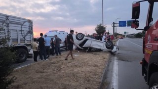 Dörtyol'da takla atan otomobilin sürücüsü yaralandı