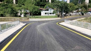 Düzcede köylerde yol çizgi çalışmaları tamamlanıyor