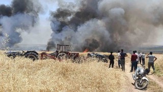 Gaziantep'te 400 dönüm ekili alan alev alev yandı