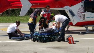 Kalp krizinde zamana karşı yarış: Hasta, ambulans helikopterle Samsuna sevk edildi