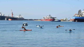 Marmara Denizinde ücretsiz kano keyfi havadan görüntülendi