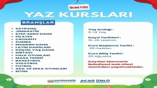 Marmaris Belediyesinden çocuklar için 17 branşta ücretsiz yaz kursu