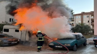 Menteşede karavan küle döndü