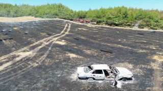 Otomobilde çıkan yangın ormana sıçradı