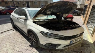 Park halindeki aracı kundakladılar, o anları telefonla kayda aldılar