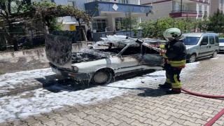 Park halindeki otomobil alevlere teslim oldu