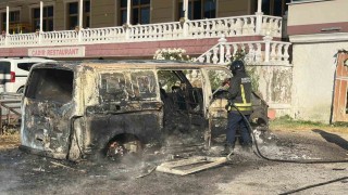 Park halindeki panelvan alevlere teslim oldu