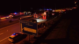 Rizede 3 kişini hayatını kaybettiği, 4 kişinin ise yaralandığı kaza yeri havadan görüntülendi