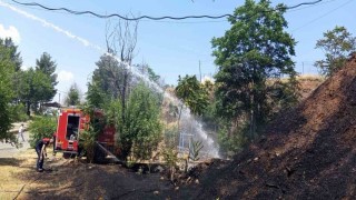 Siirtte iş makinesinden çıkan kıvılcımı otluk alanı yaktı