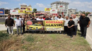 Taksiciler konvoyla korsan taşımacılığa tepki gösterdi
