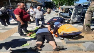 Tekirdağda kaldırıma takılan vatandaş hastanelik oldu