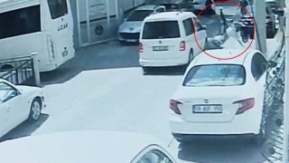Tekirdağda yürekleri ağza getiren kaza kamerada: Motosikletin üzerinden böyle fırladı