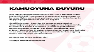 TFF, yeni sezonda yabancı kuralında değişiklik yapılmayacağını açıkladı