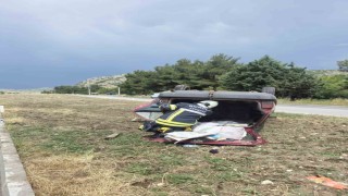 Yoldan çıkan otomobil takla attı: 2 yaralı